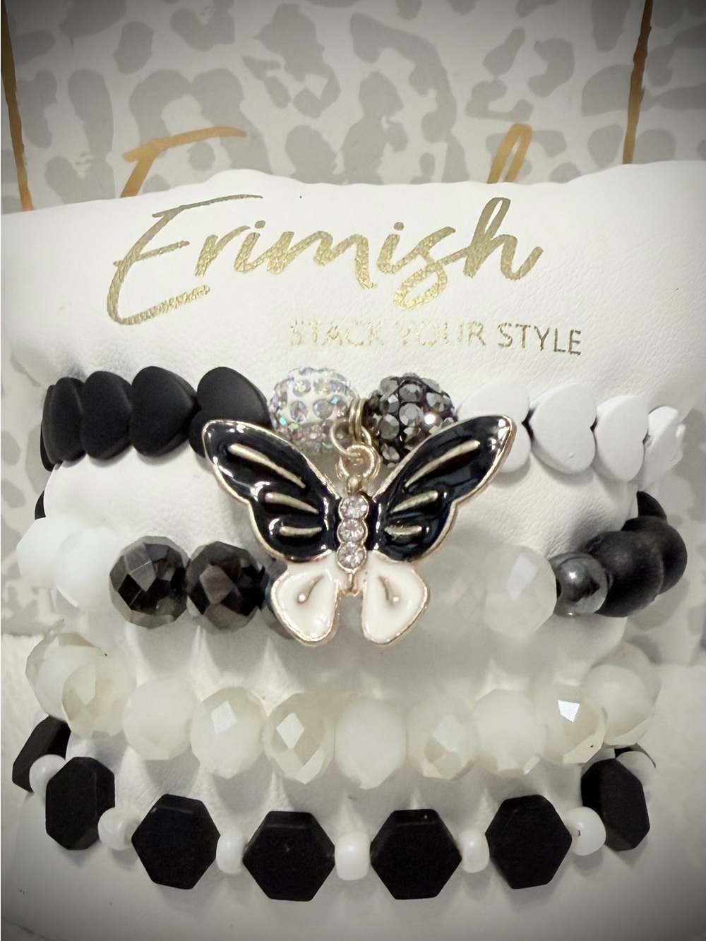 New ERIMISH Bracelets 4 pc - Black & White - Custom Regular, Kids, Or Extended